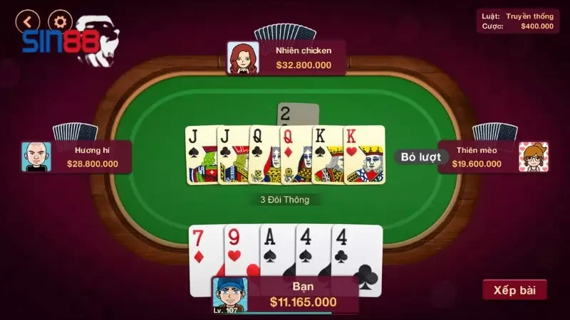 Mẹo chơi tiến lên Sin88