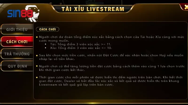 Cách tính điểm tài xỉu livestream